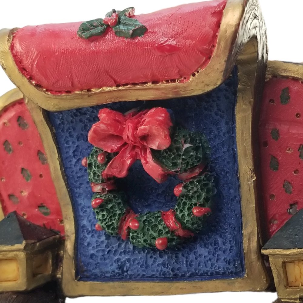 Santa in a Red Sleight Bed Resin Holiday Décor with Elves, Presents, And Toys - Picture 7 of 15